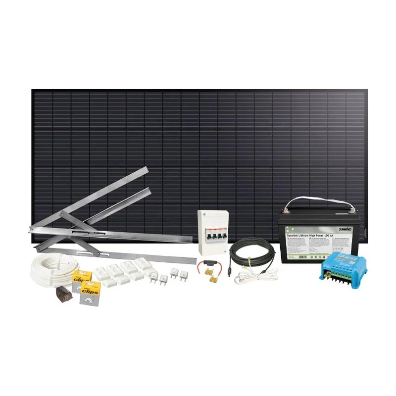 Solcellspaket Basic 200W med 100Ah litiumbatteri